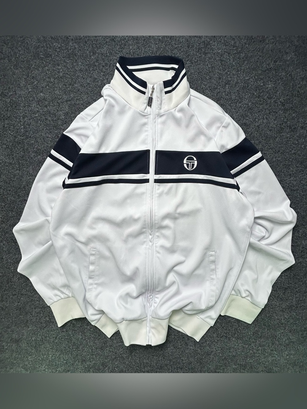 Sergio Tacchini White and Black Retro Track Jacket